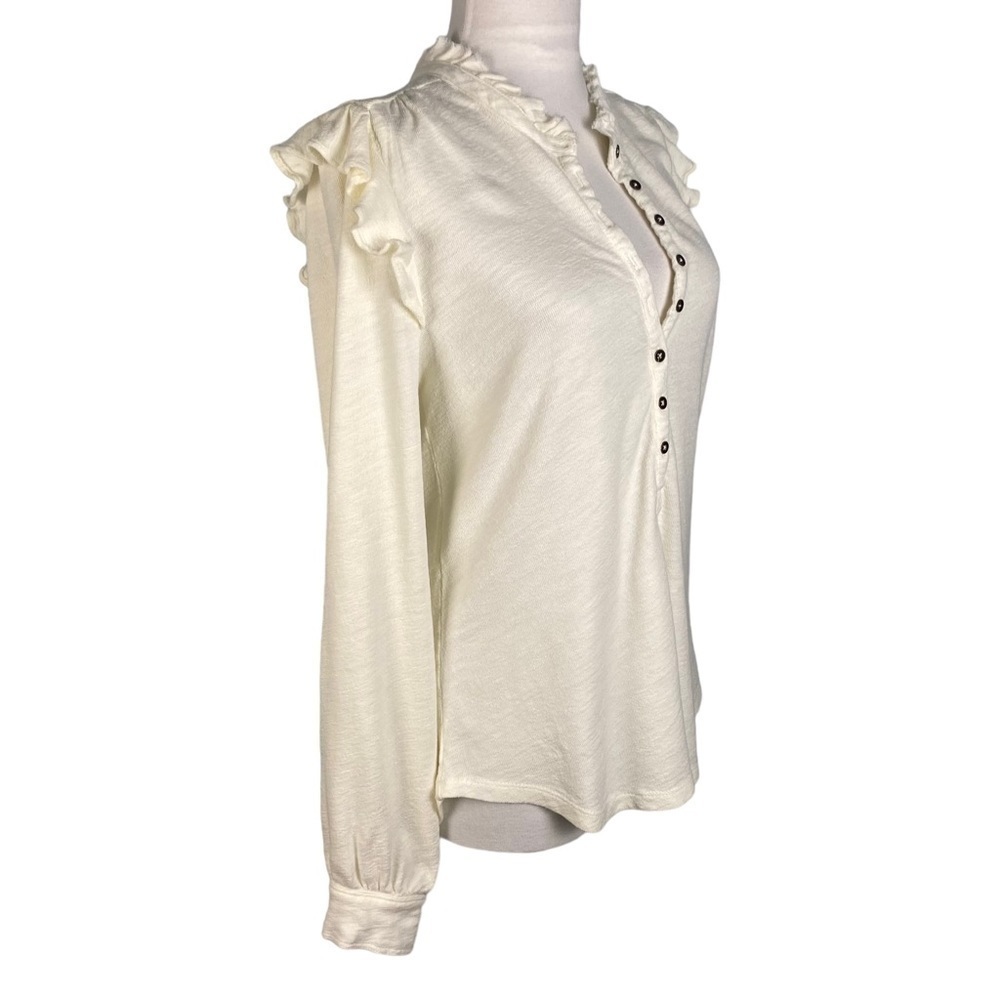 Pilcro Ruffled Henley - Picture 3 of 12
